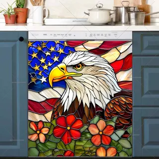 Preview of Beautiful Stained Glass American Eagle magnet.
