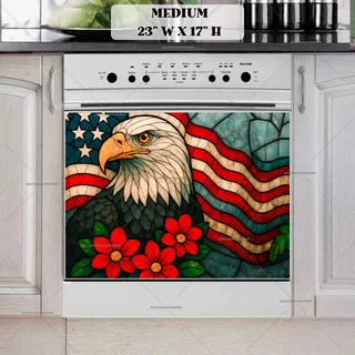 Preview of Stained Glass American Eagle and Flag magnet in Medium size.
