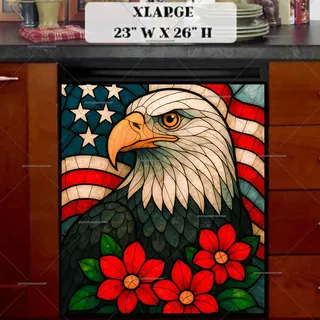 Preview of Stained Glass American Eagle and Flag magnet in Extra Large size.