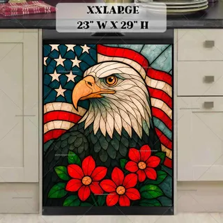 Preview of Stained Glass American Eagle and Flag magnet in XX Large size.