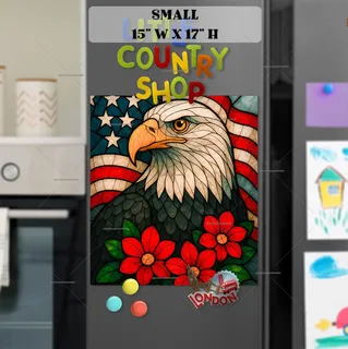 Preview of Stained Glass American Eagle and Flag magnet in Small size.