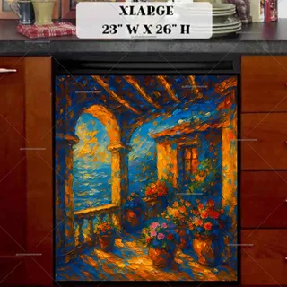 Preview of Italian Sunset Balcony in Bloom magnet in Extra Large size.