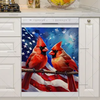 Preview of Canaries with a USA Flag magnet.