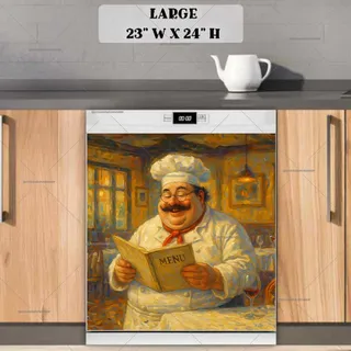 Preview of Cute Chubby Chef in the Restaurant magnet in Large size.