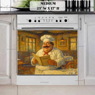Preview of Cute Chubby Chef in the Restaurant magnet in Medium size.