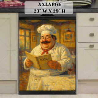 Preview of Cute Chubby Chef in the Restaurant magnet in XX Large size.