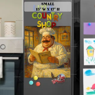 Preview of Cute Chubby Chef in the Restaurant magnet in Small size.