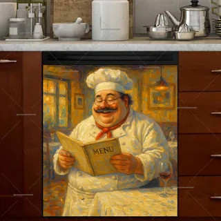 Preview of Cute Chubby Chef in the Restaurant magnet.