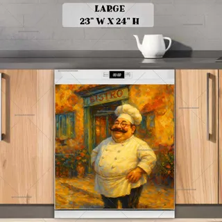 Preview of Cute Smiling Chubby Chef magnet in Large size.