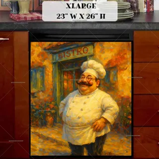Preview of Cute Smiling Chubby Chef magnet in Extra Large size.