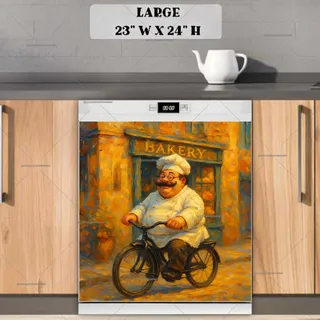 Preview of Cute Chubby Chef on a Bicycle magnet in Large size.