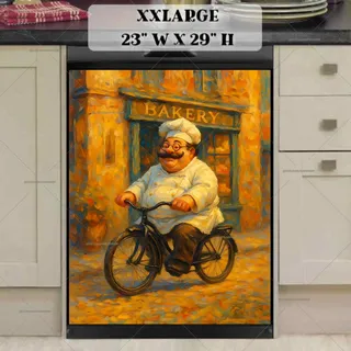 Preview of Cute Chubby Chef on a Bicycle magnet in XX Large size.