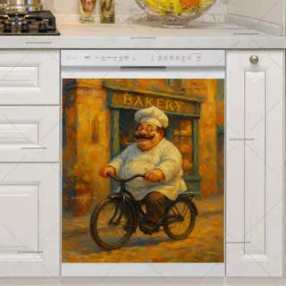 Preview of Cute Chubby Chef on a Bicycle magnet.