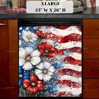 Preview of All American Flag and Flowers magnet in Extra Large size.