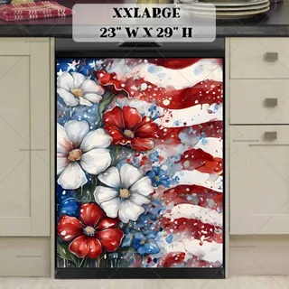 Preview of All American Flag and Flowers magnet in XX Large size.