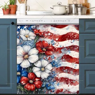 Preview of All American Flag and Flowers magnet.