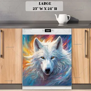 Preview of Beautiful White Wolf magnet in Large size.