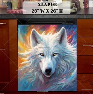 Preview of Beautiful White Wolf magnet in Extra Large size.