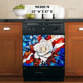 Preview of Stained Glass USA Rose magnet in Medium size.