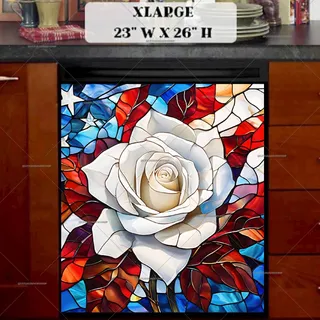 Preview of Stained Glass USA Rose magnet in Extra Large size.