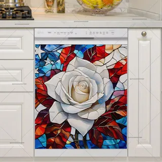 Preview of Stained Glass USA Rose magnet.