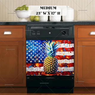 Preview of American Pineapple and Flag magnet in Medium size.