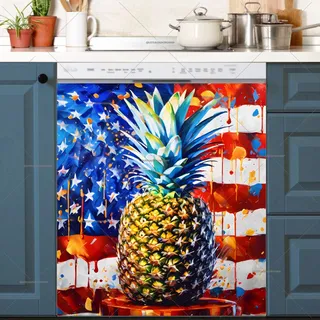 Preview of American Pineapple and Flag magnet.