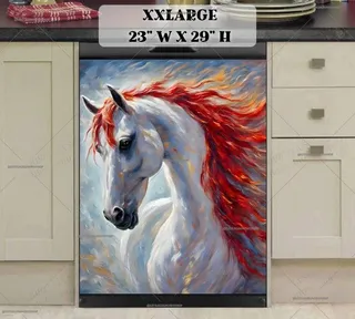 Preview of Beautiful White Stallion Portrait magnet in XX Large size.