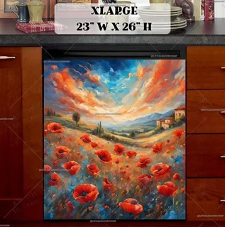 Preview of Tuscan Blooming Poppies magnet in Extra Large size.