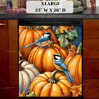 Preview of Little Chickadees and Pumpkins magnet in Extra Large size.