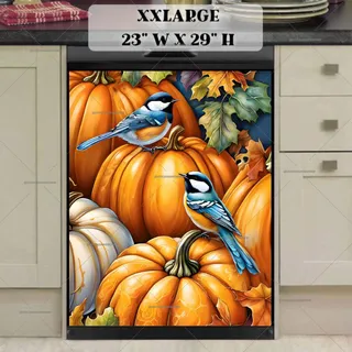 Preview of Little Chickadees and Pumpkins magnet in XX Large size.