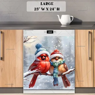 Preview of Adorable Christmas Cardinal Couple magnet in Large size.