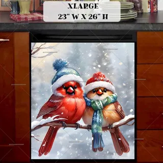 Preview of Adorable Christmas Cardinal Couple magnet in Extra Large size.