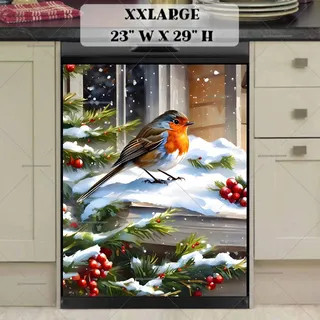 Preview of Little Christmas Robin at the Window magnet in XX Large size.