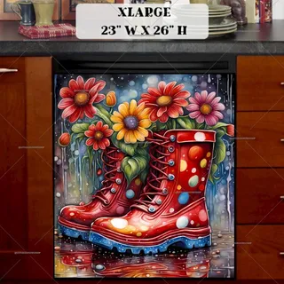 Preview of Polka Dot Boots with Flowers magnet in Extra Large size.