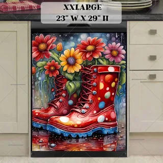 Preview of Polka Dot Boots with Flowers magnet in XX Large size.