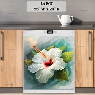 Preview of Beautiful White Hibiscus magnet in Large size.