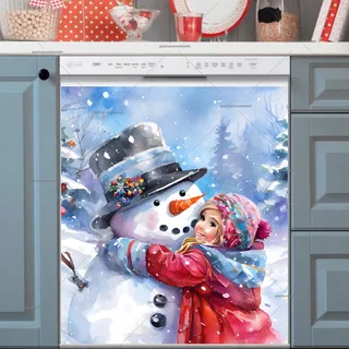 Preview of Little Girl and Snowman magnet.