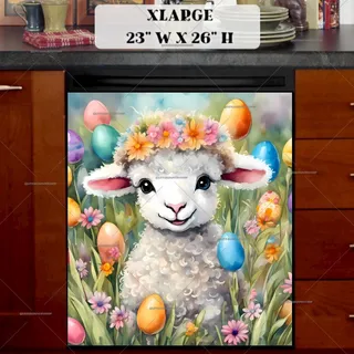 Preview of Cute Easter Lamb magnet in Extra Large size.