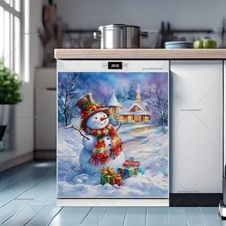 Preview of Happy Snowman with Gifts magnet.