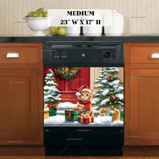 Preview of Christmas Kitten at the Door magnet in Medium size.