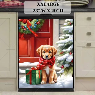 Preview of Christmas Puppy at the Door magnet in XX Large size.