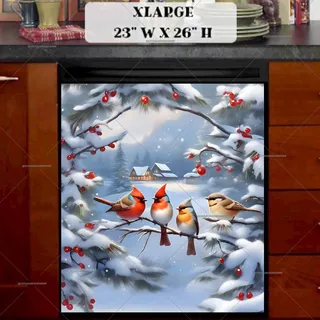 Preview of Winter Country Birds magnet in Extra Large size.