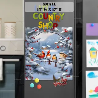 Preview of Winter Country Birds magnet in Small size.