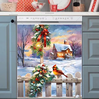 Preview of Little Christmas Bird on the Fence magnet.