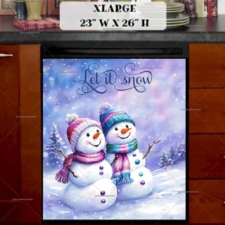 Preview of Happy Snowmen Couple magnet in Extra Large size.