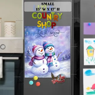 Preview of Happy Snowmen Couple magnet in Small size.