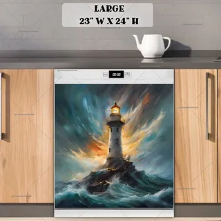 Preview of Lighthouse in the Stormy Sea magnet in Large size.