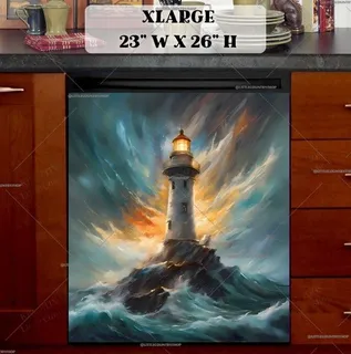 Preview of Lighthouse in the Stormy Sea magnet in Extra Large size.