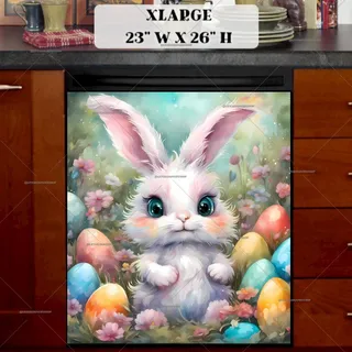 Preview of Fluffy Easter Bunny magnet in Extra Large size.